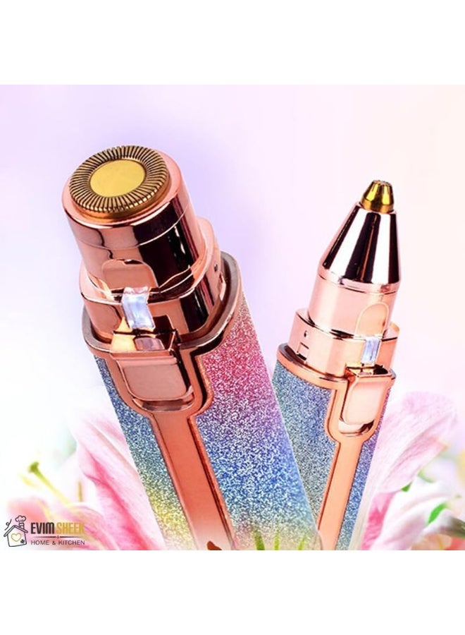 مزيل شعر الوجه للنساء، ماكينة حلاقة كهربائية 2 في 1 للنساء، بدون ألم، قابلة لإعادة الشحن عبر USB، ماكينة حلاقة مدمجة بضوء LED للشفاه والذقن والأنف 004 - Image 5