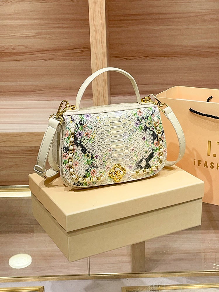 Advanced Crocodile Pattern Chain Lock Handbag Women'S All-Match Fashion Shoulder Crossbody Bag - Image 5