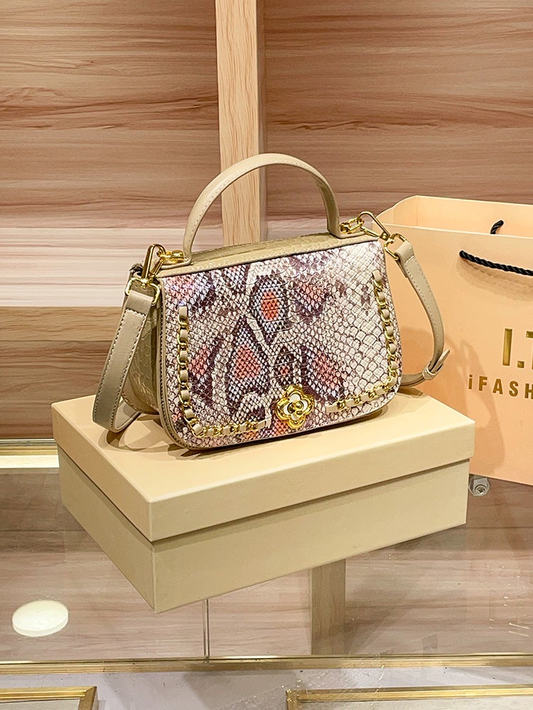 Advanced Crocodile Pattern Chain Lock Handbag Women'S All-Match Fashion Shoulder Crossbody Bag - Image 3