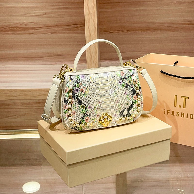 Advanced Crocodile Pattern Chain Lock Handbag Women'S All-Match Fashion Shoulder Crossbody Bag - Image 1