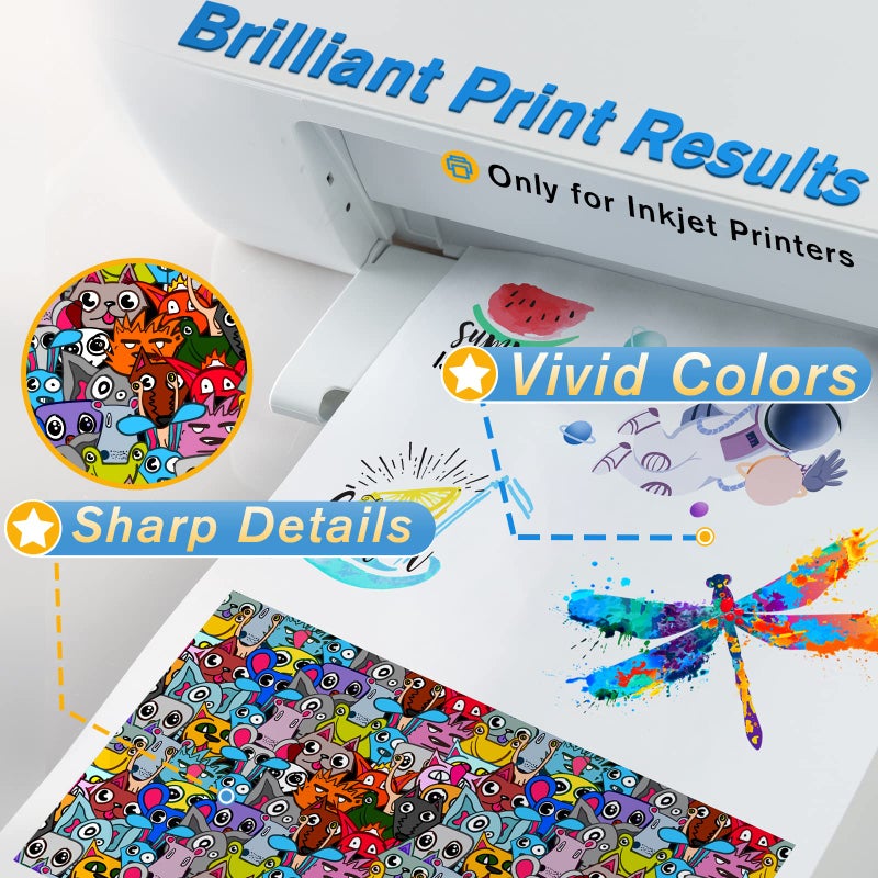 KOALA PAPER Koala 25 Sheets Waterslide Decal Paper for Inkjet Printer - WHITE 8.5x11 Inch Water Slide Transfer Paper for DIY Tumblers, Mugs, Glass, Ceramics - Image 4