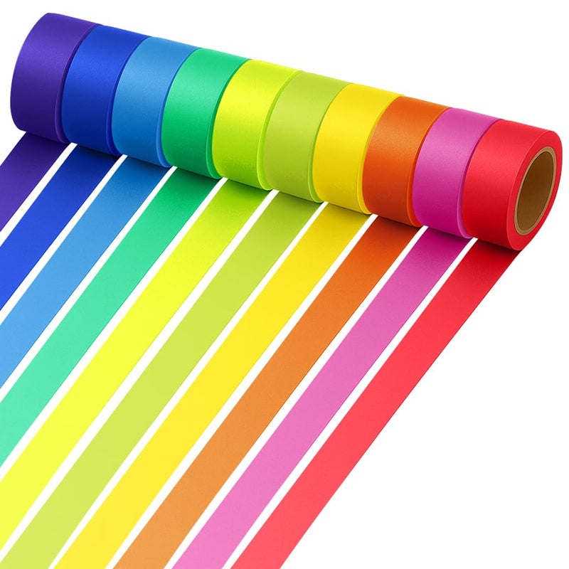 Piokio Colored Washi Tape 10 Roll Multi Pack 164 Feet x 06 inch Wide Set Rainbow Solid Color Tape for Egg Decorating DIY School Supplies Decorative Tape Masking Tape