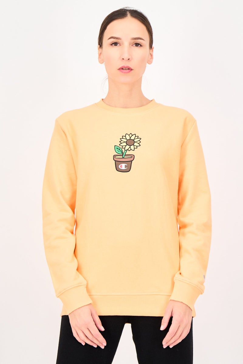 Champion Women Sportswear Fit Long Sleeve Outdoor Sweatshirt, Orange - Image 1