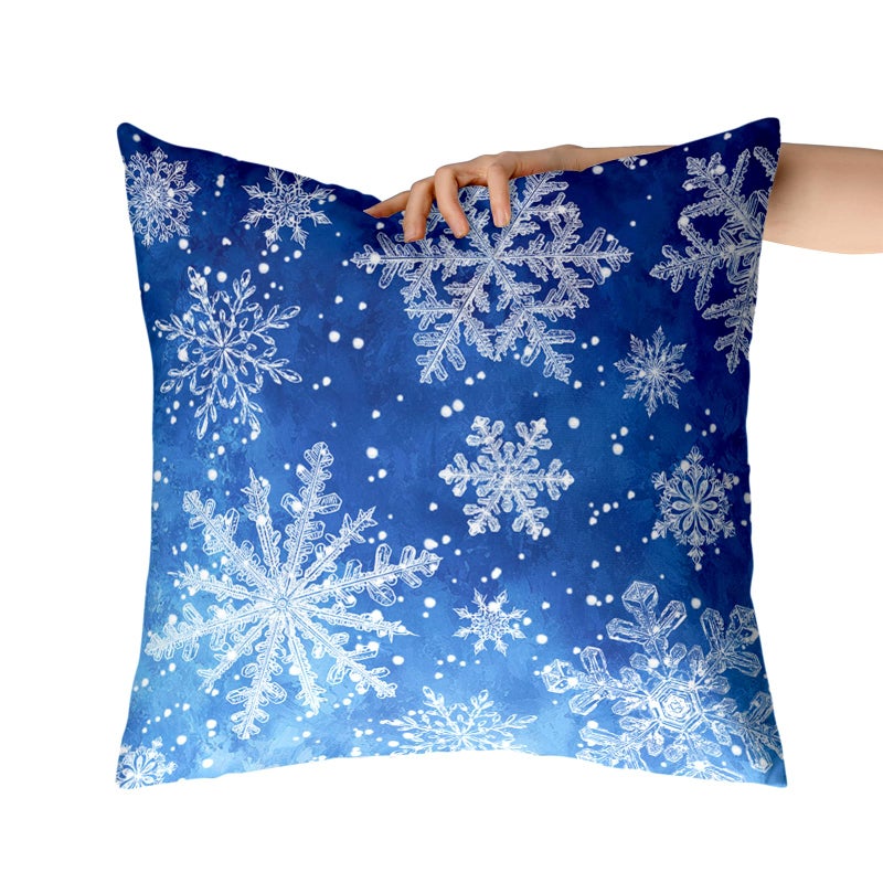 Wnoesat Winter Blue Snowflake Throw Pillow Covers 18x18 Set of 2 Merry Christmas Snowflakes Decorative Pillow Cases Xmas Holiday Outdoor Pillowcase for Farmhouse Living Room Decor - Image 4