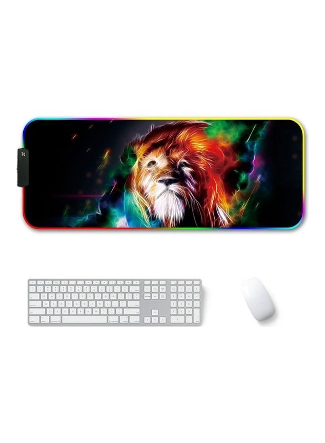 NIBEMINENT Lion Pattern RGB Luminous Non-Slip Mousepad Multicolour - Image 2