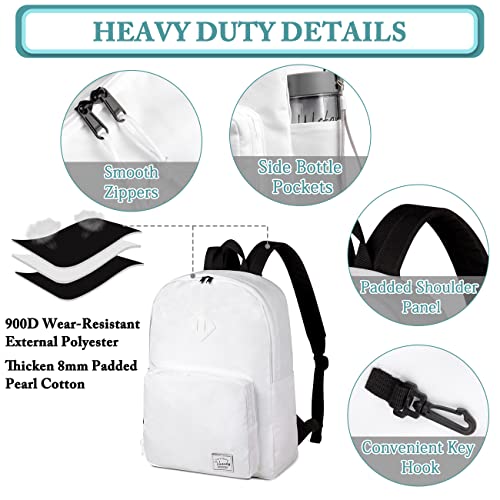 VASCHY School Backpack, Ultra Lightweight Backpack for Men Women Bookbag for Kids Teen Boys Girls White - Image 5
