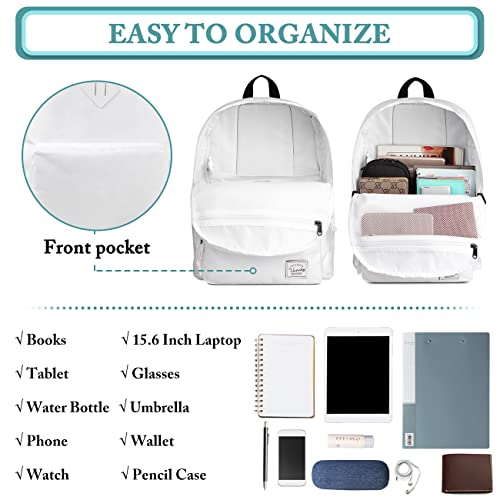 VASCHY School Backpack, Ultra Lightweight Backpack for Men Women Bookbag for Kids Teen Boys Girls White - Image 4