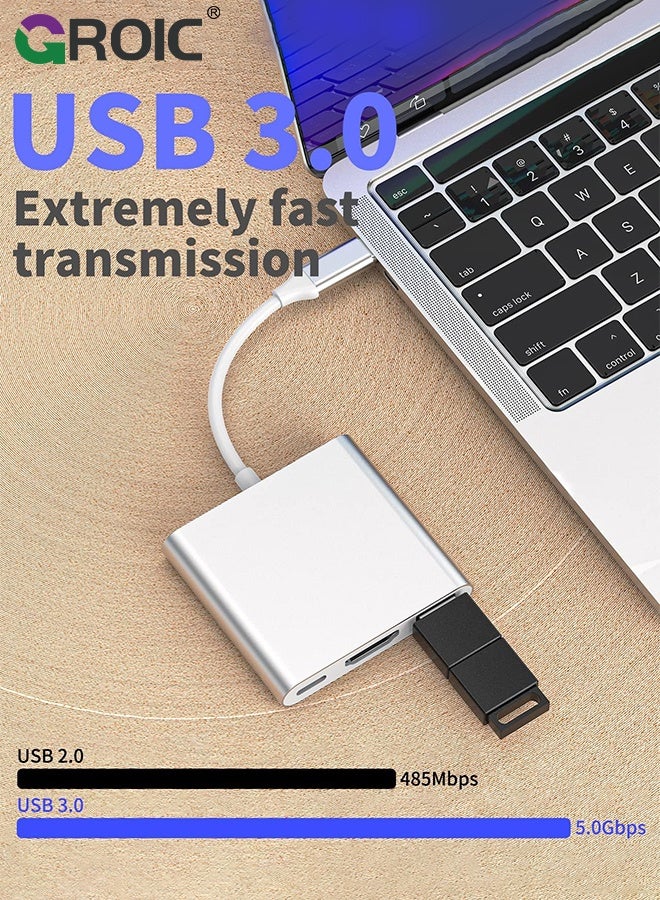 GROIC Silver USB C to HDMI Adapter, 4K Video Converter with USB 3.0 and Type-C Charging Port, USB-C Digital AV Multiport Adapter for Mac and USB Type-C Devices - Image 4