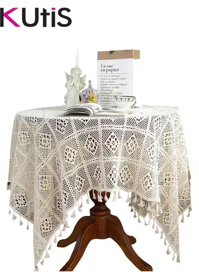 Kutis Hollow Lace Table Runner White 140x140 CM  - Image 1