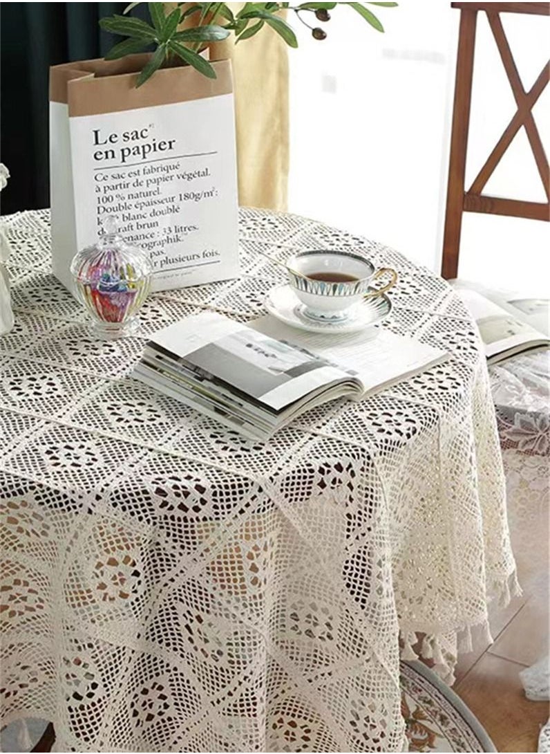 Kutis Hollow Lace Table Runner White 140x140 CM  - Image 3