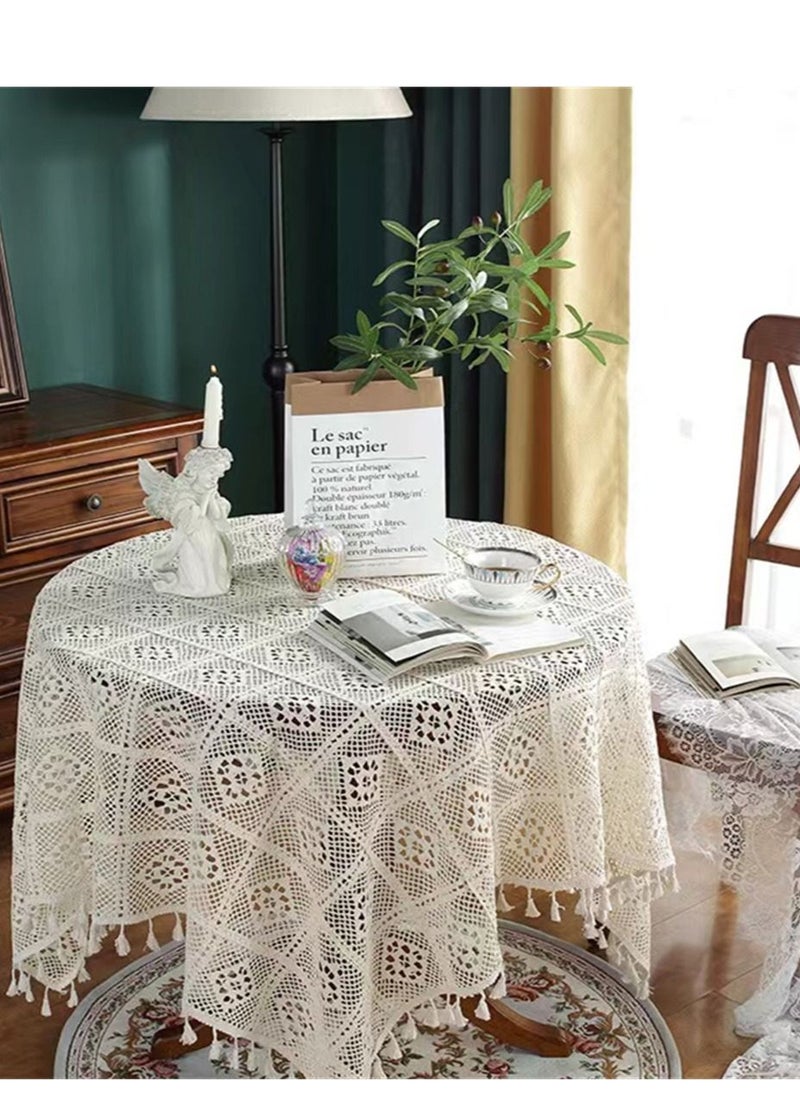 Kutis Hollow Lace Table Runner White 140x140 CM  - Image 2