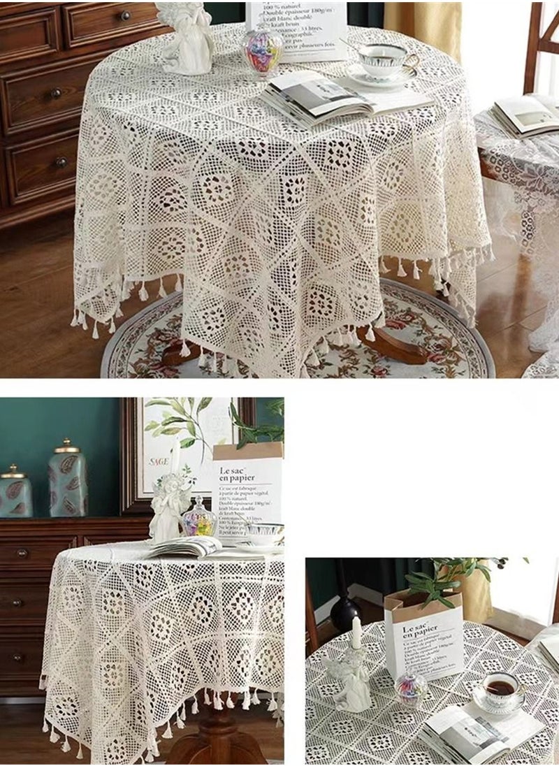 Kutis Hollow Lace Table Runner White 140x140 CM  - Image 4