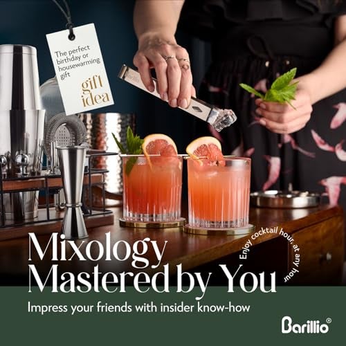 Barillio Bartender Kit – 23-Piece Stainless-Steel Cocktail Shaker Set with Premium African Mahogany Stand | Martini Barware Mixing Tools for Home Bartending | Gift Set - Image 5