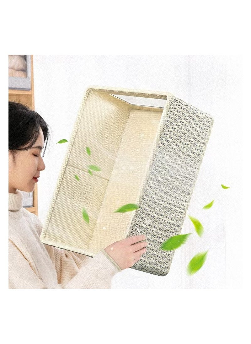 DELGREEN 2 pcs Wardrobe Clothes Organizer Foldable Closet Storage Organizer for Clothes Jeans Washable Closet Storage Boxes with Carrying Handles Cube Storage Bin for Home Bedroom Office  - Image 2
