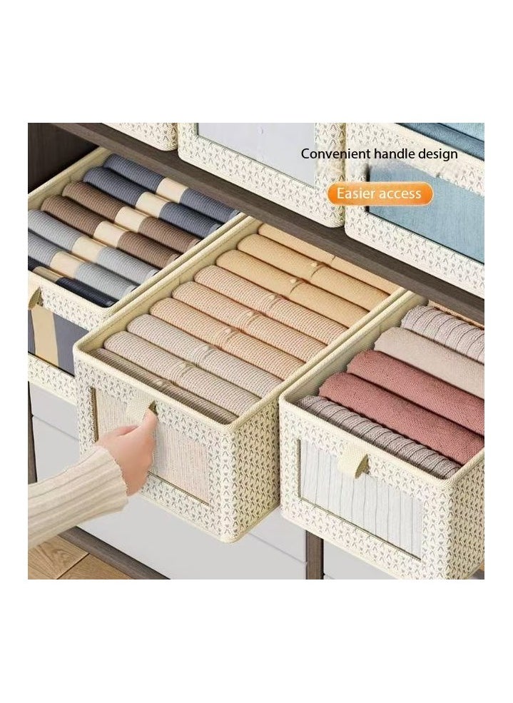 DELGREEN 2 pcs Wardrobe Clothes Organizer Foldable Closet Storage Organizer for Clothes Jeans Washable Closet Storage Boxes with Carrying Handles Cube Storage Bin for Home Bedroom Office  - Image 5