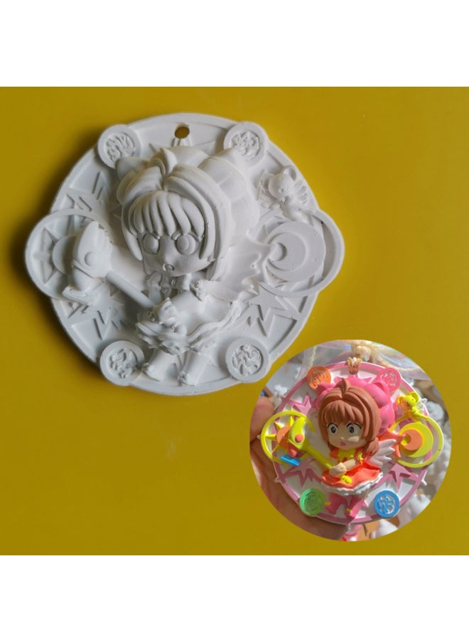 xozgdovg Liou Kulomi Gypsum Relief Painting Pendant Children's Handmade DIY Graffiti Doll Cinnamon Dog Aromatherapy Listing-Color:Sakura Hanging Tag-1 White Embryo  - Image 1