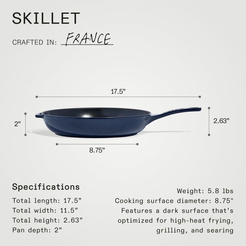 Madein Made In Cookware - Enameled Cast Iron Skillet - Blue - Exceptional Heat Retention & Durability - Professional Cookware - Crafted in France - Induction Compatible - Image 5