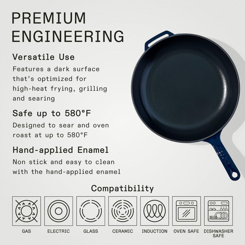 Madein Made In Cookware - Enameled Cast Iron Skillet - Blue - Exceptional Heat Retention & Durability - Professional Cookware - Crafted in France - Induction Compatible - Image 3
