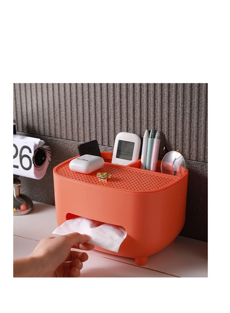 SOLARAE Tissue Box Holder, Napkin Tissue Box Cover, Accessories for Bathroom Vanity Countertop, Modern Facial Paper Holder, Storage Organizer Caddy for Home, Desks, Bathroom - Image 3