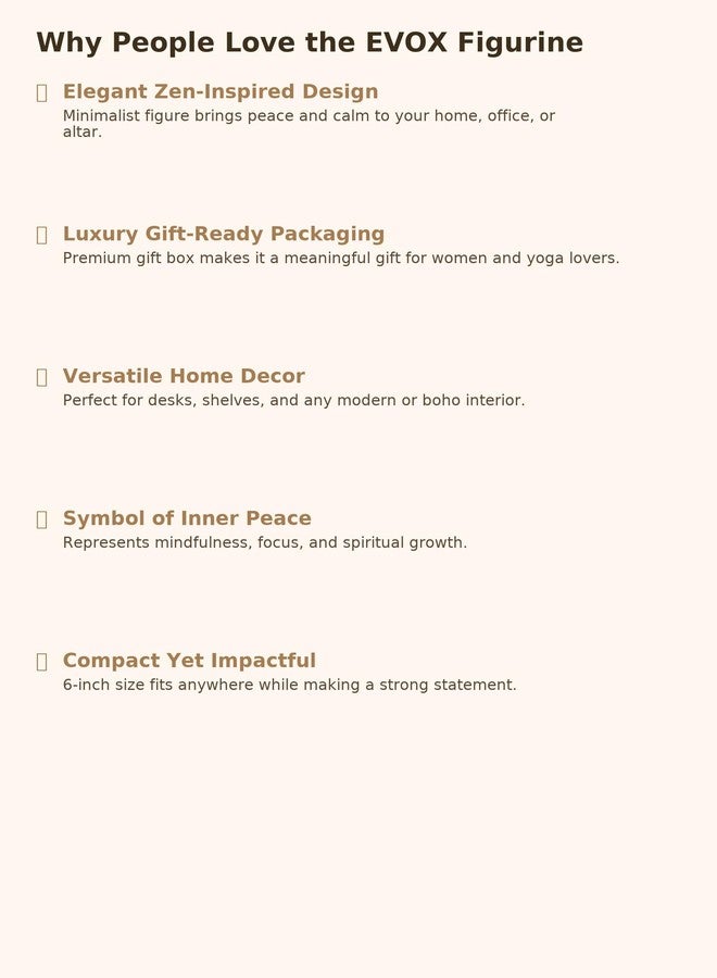 EVOX Luxury Modern Shelf Decor Meditation Figurine Elegant Zen Decor for Desk, Office, Premium Minimalist Yoga Sculpture in Gift Box - Image 5