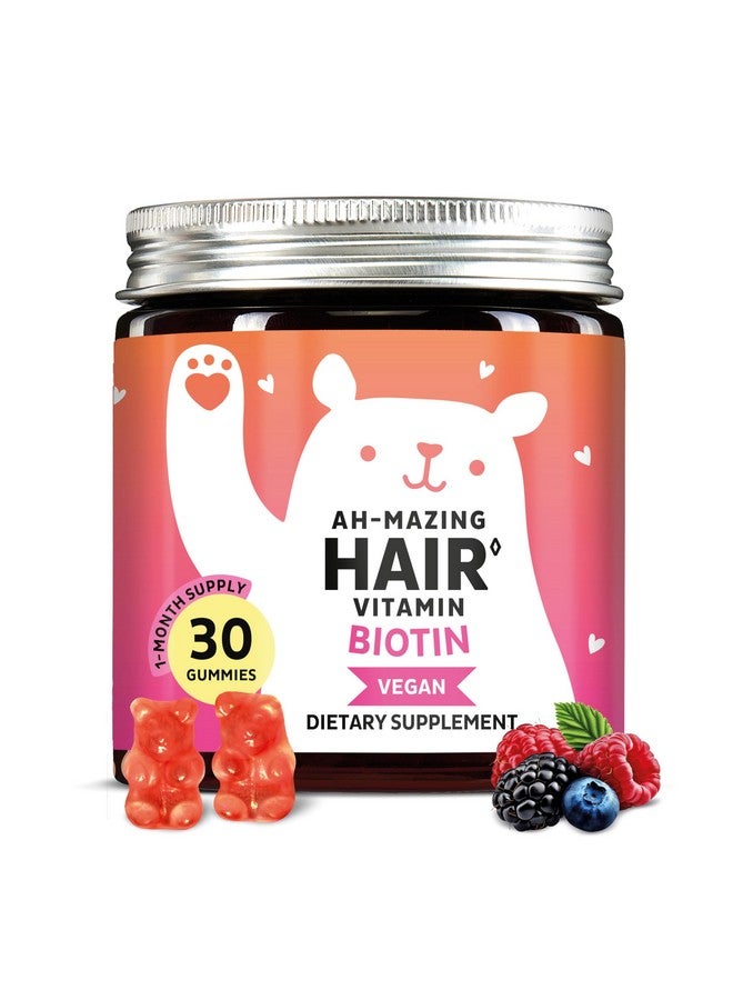Bears with Benefits Biotin Gummies for Hair, Skin & Nails. 5,000 mcg High Potency Vegan Vitamins for Faster Hair Growth, Stronger Nails & Healthy Skin. with Vitamins C & E, 30 Gummies  - Image 1