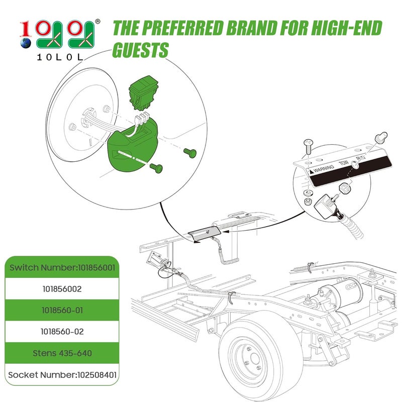 9.99WORLD MALL Forward Reverse FWD REV Switch 48V for Since 1996 Electric Golf Cart Club Car DS/Onward/Tempo/Precedent, Replacement Part 101856001, 101856002 (with Base Screw Set) - Image 5