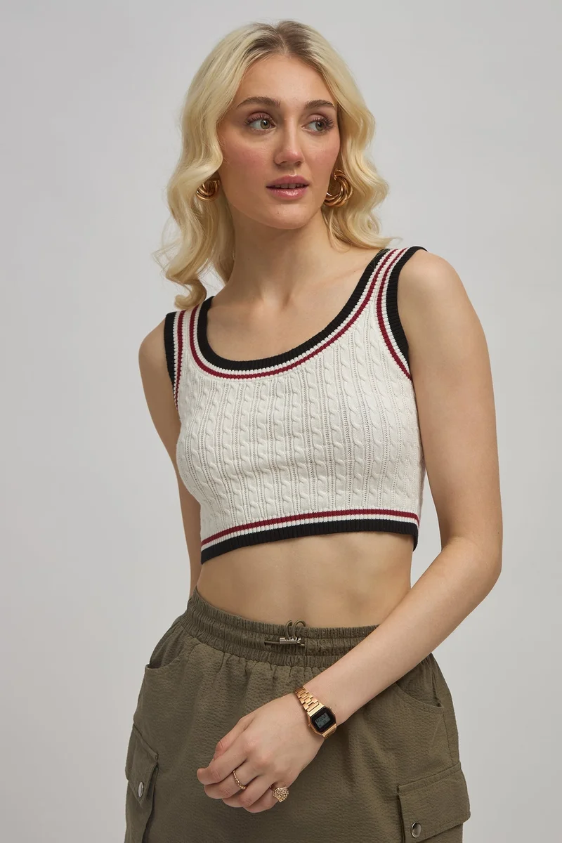 Virgio  VIRGIO Cotton Fitted Scoop Neck Crop Top for Women | Best Price UAE