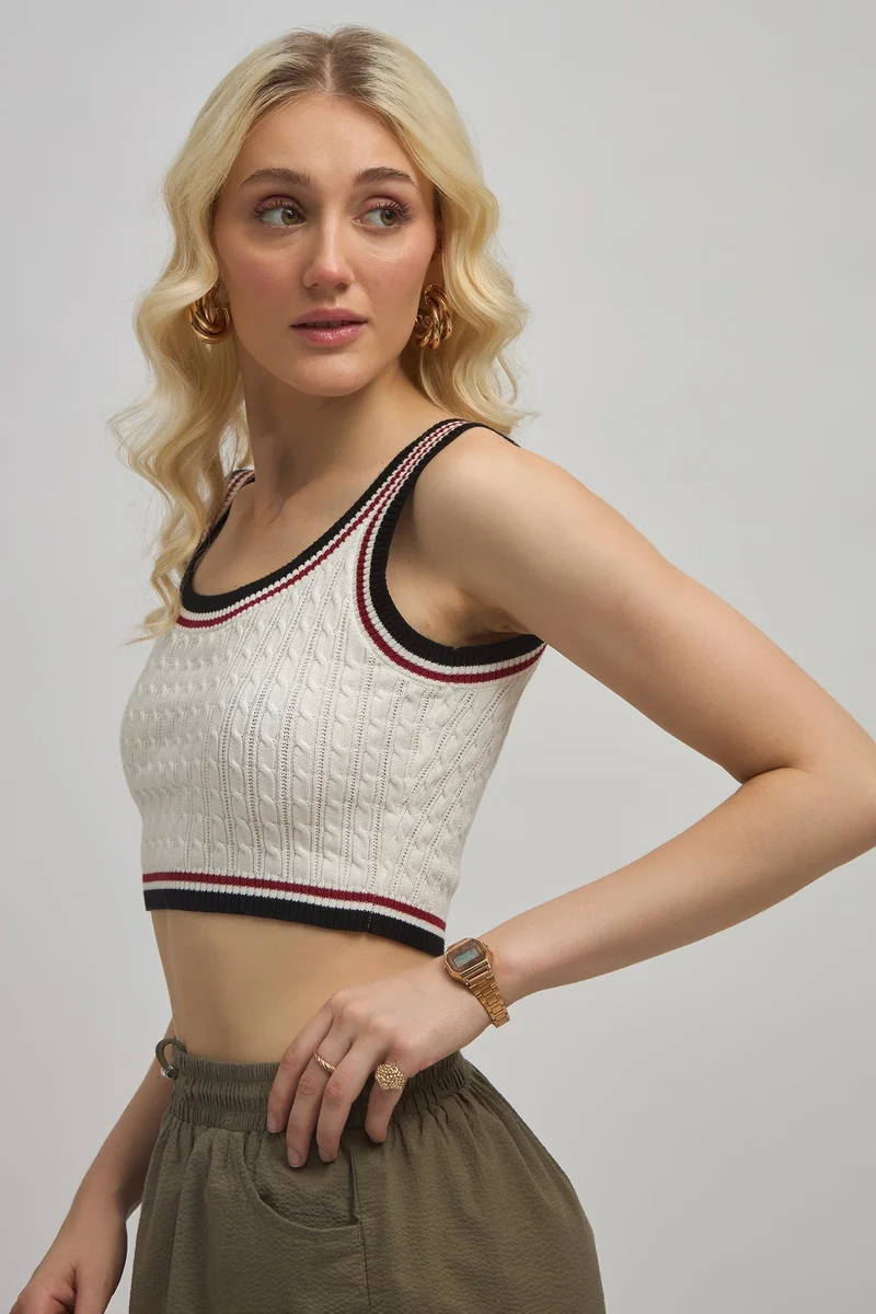 Virgio  VIRGIO Cotton Fitted Scoop Neck Crop Top for Women | Best Price UAE