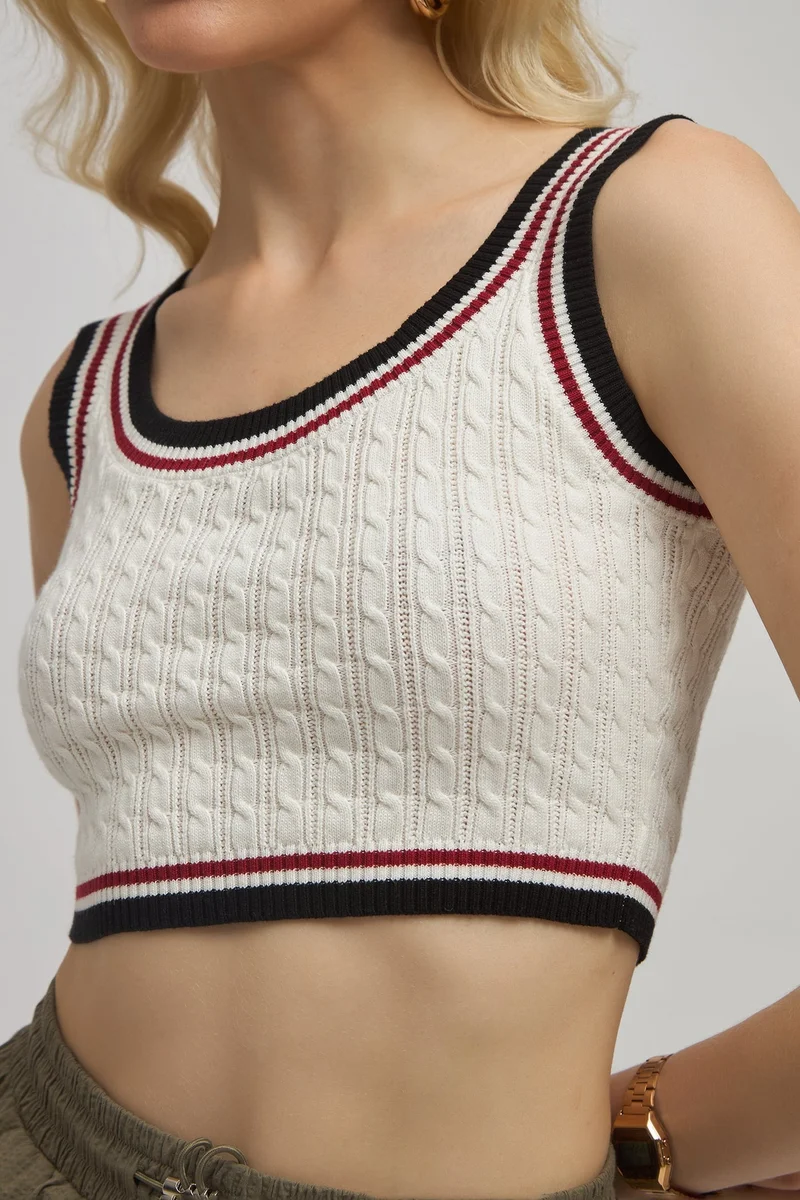 Virgio  VIRGIO Cotton Fitted Scoop Neck Crop Top for Women | Best Price UAE