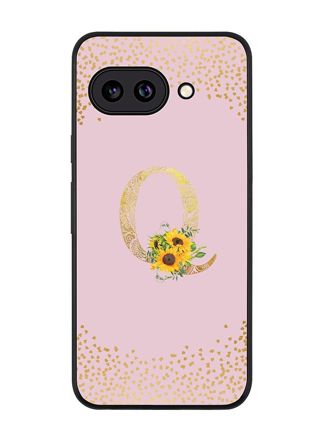 Stylizedd For Google Pixel 9a Case,Slim fit Camera Protection, Shockproof Thin Phone cover  - Custom Floral Monogram - Q  (Pink )