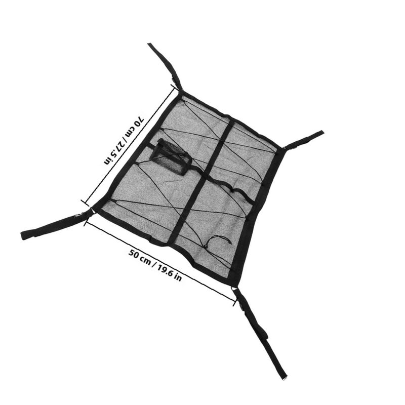 Adjustable Hanging Car Ceiling Storage Net with Tissue Box Holder Drawstring Storage Net for SUV and Truck Roof Organization - Image 2
