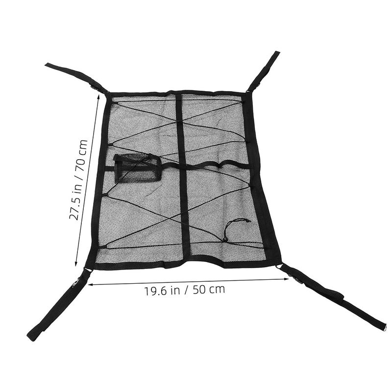 Adjustable Hanging Car Ceiling Storage Net with Tissue Box Holder Drawstring Storage Net for SUV and Truck Roof Organization - Image 3
