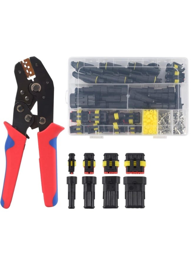 Generic 352PCS 26 Kits Automotive Electrical Connectors With Ratcheting Wire Crimper, 1/2/3/4/ Pin Automotive Wire Connectors Wiring Connectors Kit  - Image 1