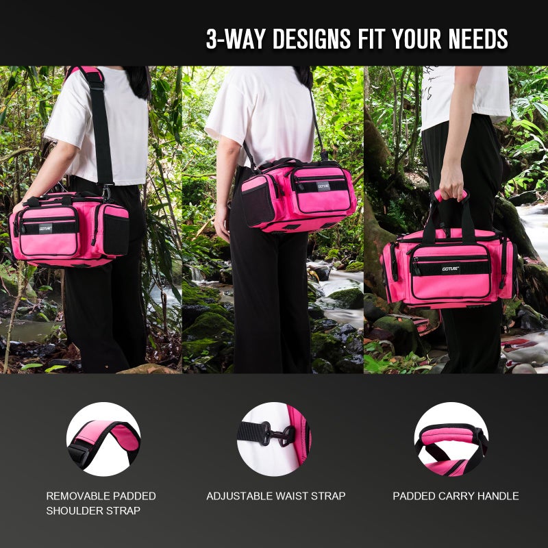 Goture Fishing Tackle Bag, 600D Water-Resistant Soft Side Crossbody Sling Bag for Women,Small Gear Storage Tactical Bags for Saltwater & Freshwater,Fits 3 3600 Tackle Boxes(Not Included) - Image 3