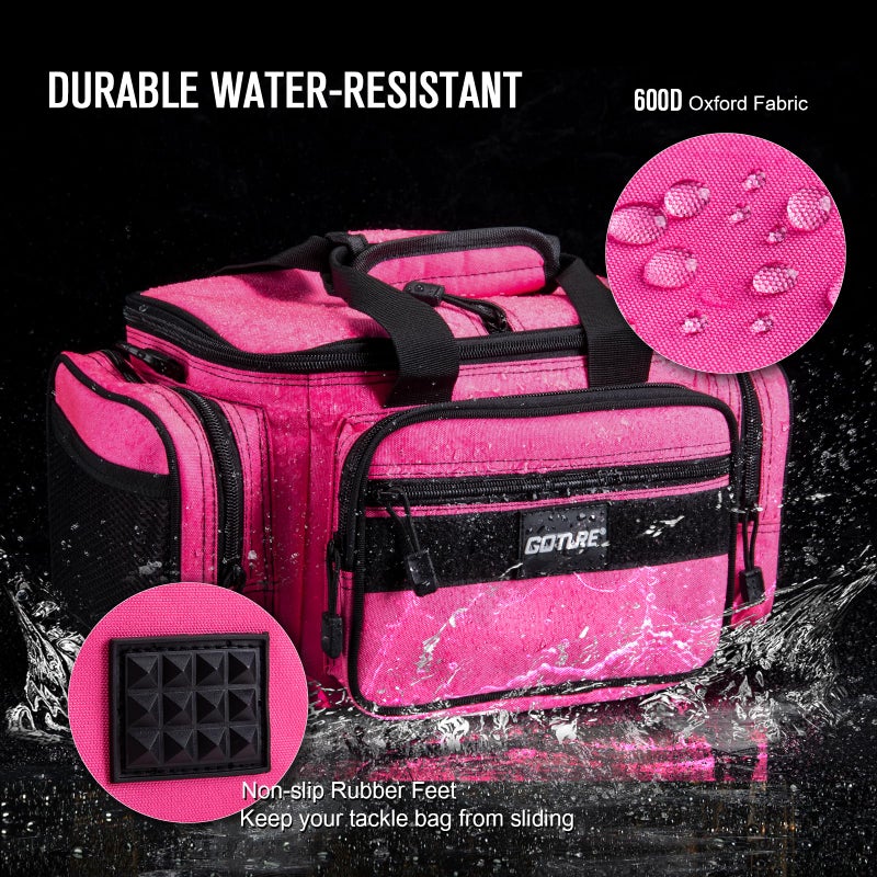 Goture Fishing Tackle Bag, 600D Water-Resistant Soft Side Crossbody Sling Bag for Women,Small Gear Storage Tactical Bags for Saltwater & Freshwater,Fits 3 3600 Tackle Boxes(Not Included) - Image 4