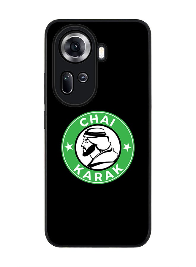 Stylizedd Rugged Black Edge Case for Oppo Reno11, Slim fit Soft Case Flexible Rubber Edges Anti Drop TPU Gel Thin Cover -  Chai Karak - Image 1