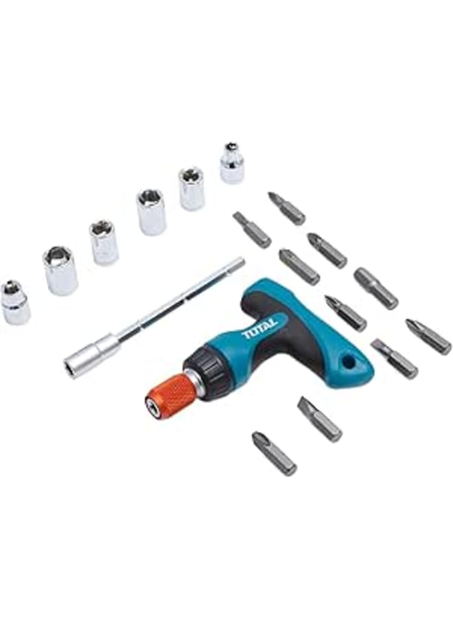 Total Tools 18 Pieces T-handle Wrench Screwdriver Set Tacsd30181