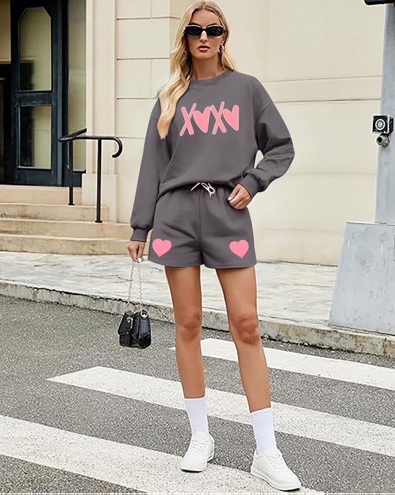 MYHALF Valentines 2 Piece Outfits Womens Love Heart Pajamas Valentines Day Lounge Matching Set Dating Outfit Sets Couple Gift - Image 4