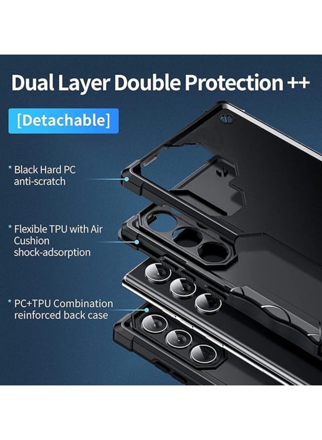 Armor Shield Heavy Duty Case Plastic and Silicone Protective Shockproof Scratch Resistant Cover for Samsung Galaxy S24 Ultra (Black) - Image 3