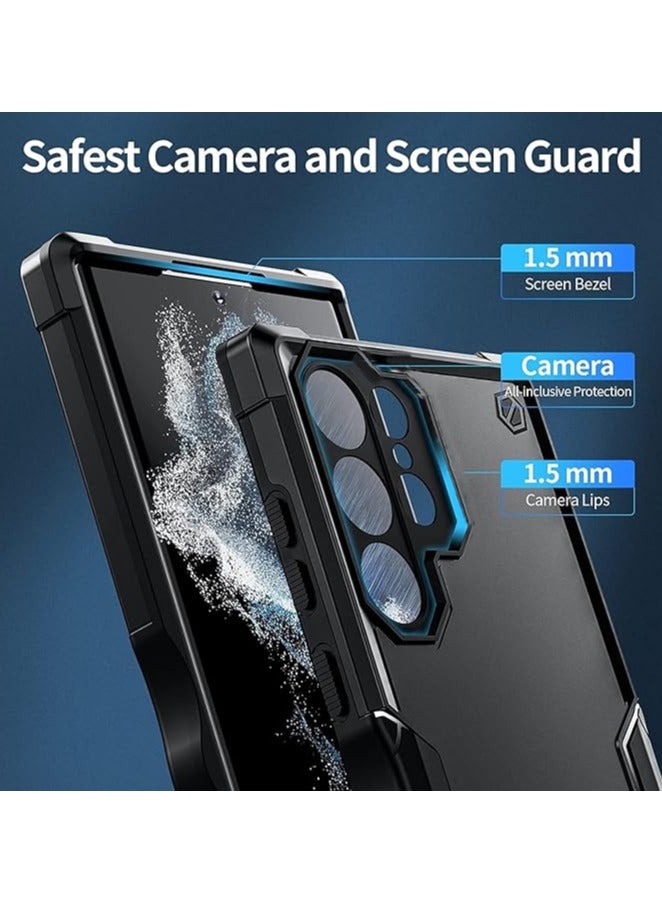 Armor Shield Heavy Duty Case Plastic and Silicone Protective Shockproof Scratch Resistant Cover for Samsung Galaxy S24 Ultra (Black) - Image 4