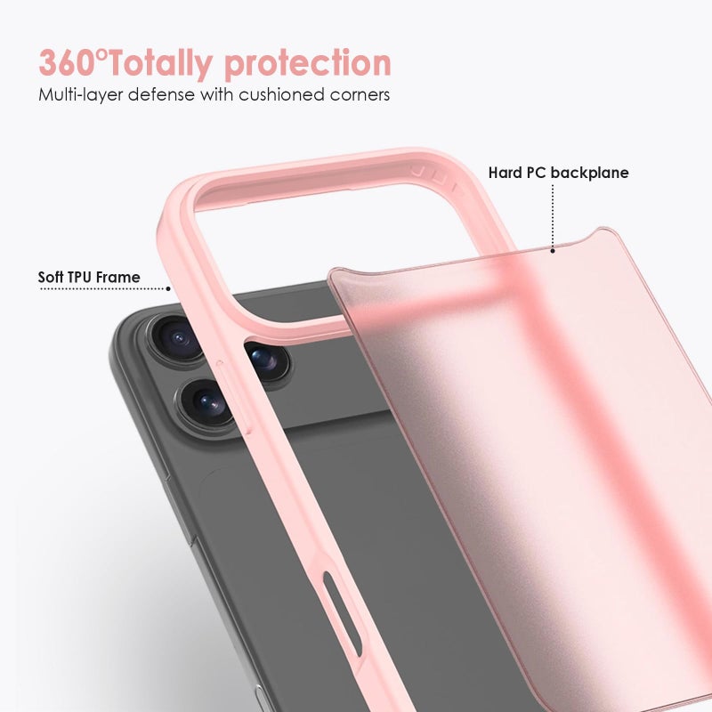 TENOC Phone Case Compatible with iPhone 17 Pro Max, Pink Case Translucent Protective Bumper Matte Hard Back Cover for 6.9 Inch - Image 5