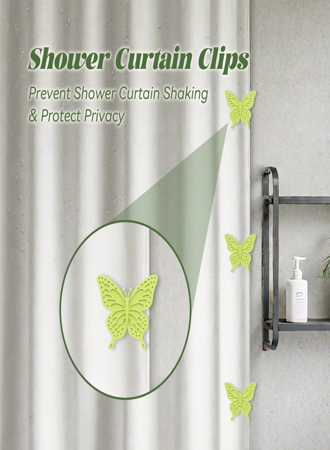 Vaszu Magnetic Silicone Shower Curtain Clips for Liner, Self Adhesive Windproof Splash Holders Prevent Water Splashing Out Keep Curtain Liner Closed to Wall Shower Curtains Keeper for Home 3 Packs Green - Image 2
