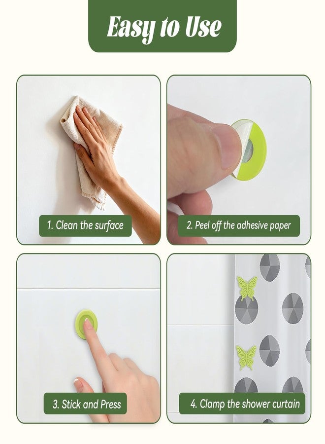 Vaszu Magnetic Silicone Shower Curtain Clips for Liner, Self Adhesive Windproof Splash Holders Prevent Water Splashing Out Keep Curtain Liner Closed to Wall Shower Curtains Keeper for Home 3 Packs Green - Image 4
