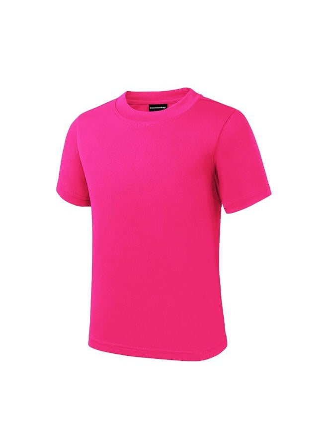 Dreammonkey 4T to Youth Neon Shirt Kids Rash Guard UPF 50+ Dry Fit Athletic Short Sleeve T Shirts for Boys and Girls (Neon Pink L) - Image 2