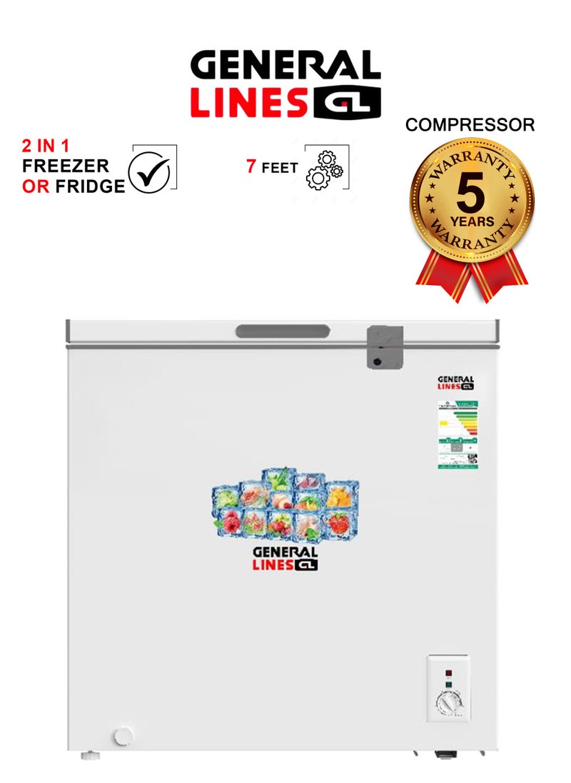 General Lines Dual Temperature - Chest Freezer - 7 CFT - 199L - 5-year warranty on the compressor - White - GLCF201D  - Image 1