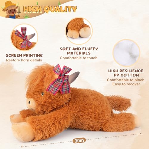 SuzziPals Giant Highland Cow Stuffed Animal 30 Jumbo Soft Giant Stuffed Animals Highland Cow Plush Toys for Stress Relief Sleep Aid Huge Cuddly Cute Plushies Gift for Kids Adults - Image 5