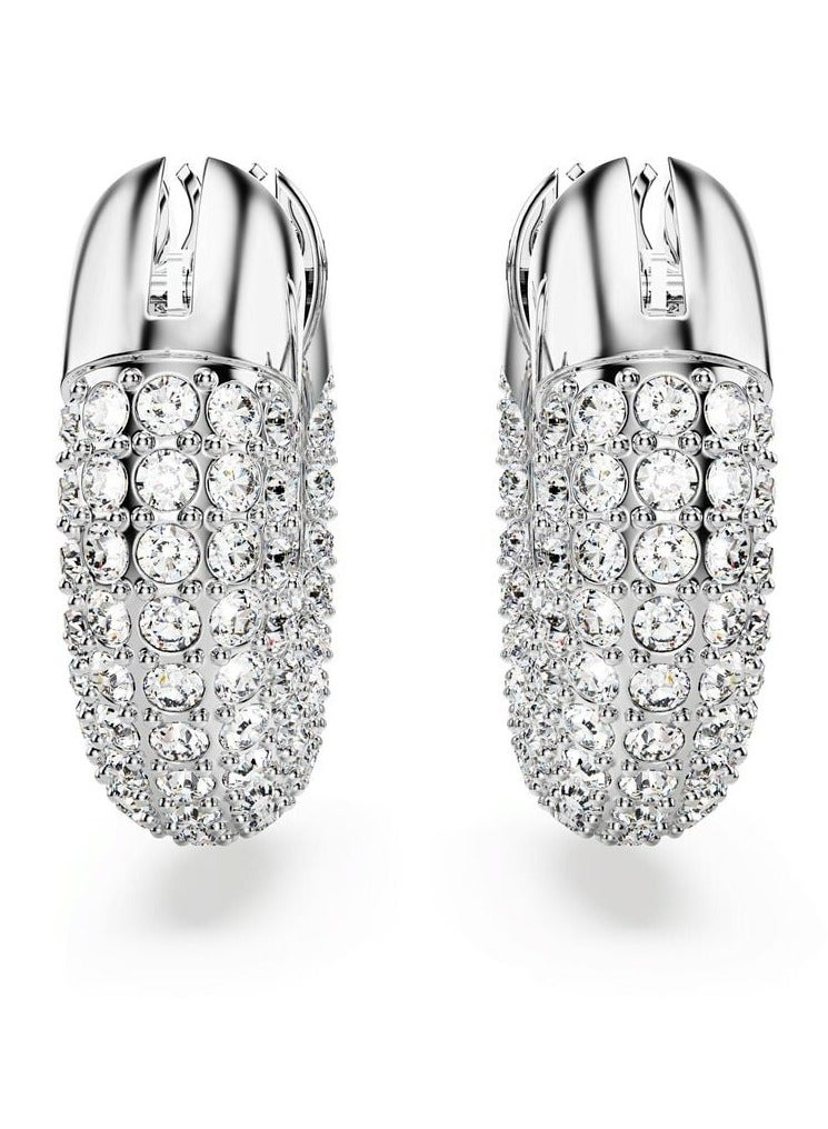 Swaro Dextera hoop earrings Small, White, Rhodium plated - Image 2