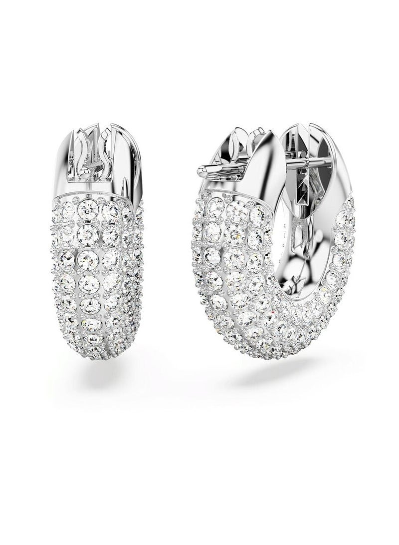 Swaro Dextera hoop earrings Small, White, Rhodium plated - Image 4