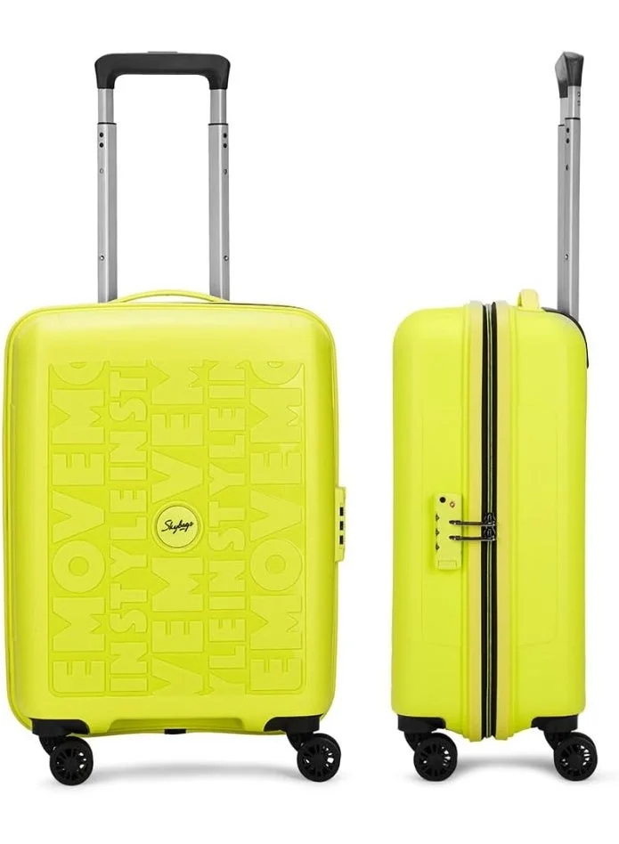 Skybags Play Set of 2 Polypropylene (20/24 Inch), 4 Spinner Double Wheel Trolley Bags for Travel, Hard Case Lightweight Bag with TSA Lock, Tough Suitcase for Travel (Medium-24, Cabin-20 Inch), Lime Green