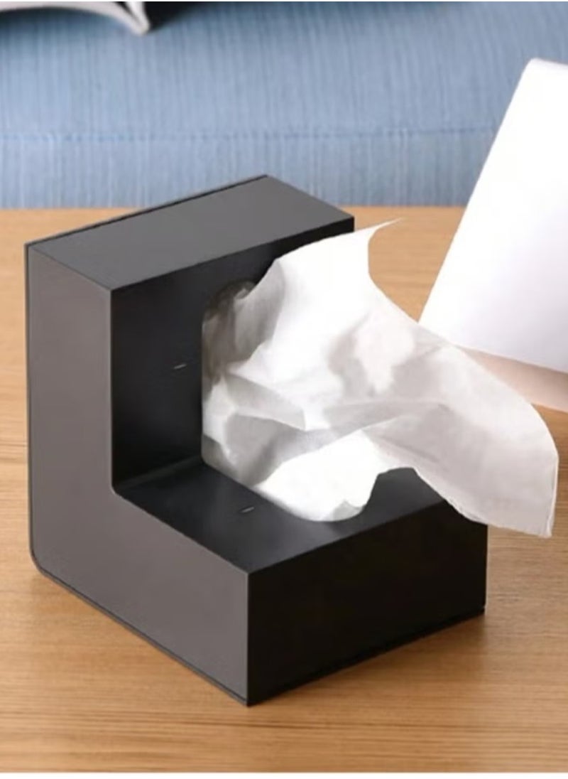 Generic Unique Shape Modern Tissue Box Black  - Image 2